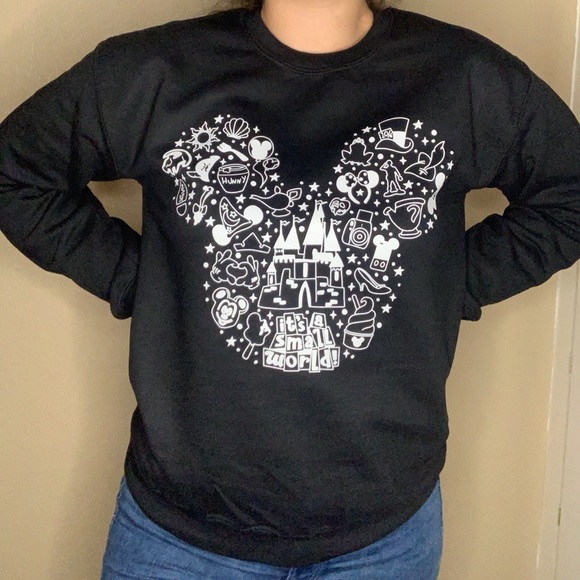Disney Crewneck Sweatshirt It’s a Small World Sweater Trendy Mickey Mouse - Picture 2 of 4